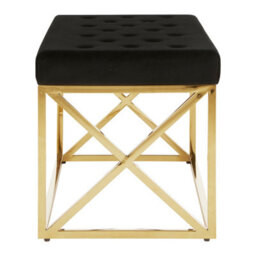 Orsina Allure Black Tufted Seat And Gold Finish Bench - thumbnail 4