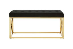 Orsina Allure Black Tufted Seat And Gold Finish Bench - thumbnail 1