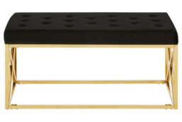 Orsina Allure Black Tufted Seat And Gold Finish Bench - thumbnail 2