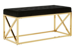 Orsina Allure Black Tufted Seat And Gold Finish Bench - thumbnail 3