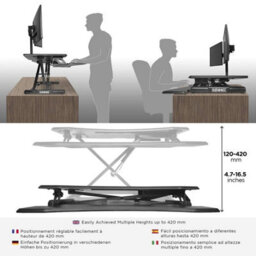 Duronic Dm05D17 Sit-Stand Desk Workstation, Desk Convertor, Manually Height Adjustable 12-49Cm, 82X45Cm Platform - Black - thumbnail 5