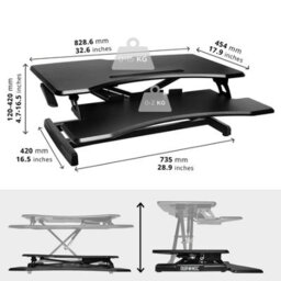 Duronic Dm05D17 Sit-Stand Desk Workstation, Desk Convertor, Manually Height Adjustable 12-49Cm, 82X45Cm Platform - Black - thumbnail 3