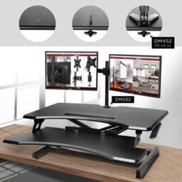 Duronic Dm05D17 Sit-Stand Desk Workstation, Desk Convertor, Manually Height Adjustable 12-49Cm, 82X45Cm Platform - Black - thumbnail 6
