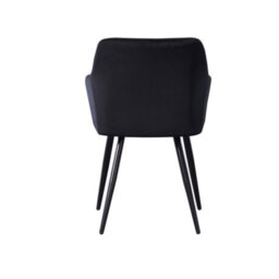 Life Interiors Single Black Camden Modern Velvet Dining Chair With Armrests, Quilted Design & Black Metal Legs - thumbnail 5