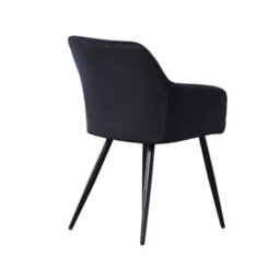 Life Interiors Single Black Camden Modern Velvet Dining Chair With Armrests, Quilted Design & Black Metal Legs - thumbnail 4