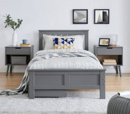 Furniturebox Uk Azure Grey Wooden Solid Pine Quality Single Bed Frame (Single Bed Frame Only) - Includes 2 Drawers - thumbnail 2
