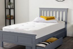 Furniturebox Uk Azure Grey Wooden Solid Pine Quality Single Bed Frame (Single Bed Frame Only) - Includes 2 Drawers - thumbnail 3