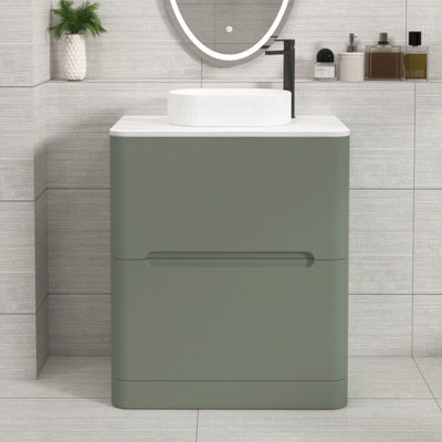 Royal Bathrooms Venice 700mm Sage Green Freestanding Bathroom Countertop Vanity Unit 2 Drawer With Lyon Basin - image 1