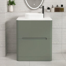 Royal Bathrooms Venice 700mm Sage Green Freestanding Bathroom Countertop Vanity Unit 2 Drawer With Lyon Basin - thumbnail 1