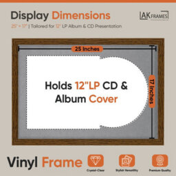 "AK Frames 25X17"" Dark Oak Modern Vinyl Record Frame With Mid Grey Mount For 12 Inch Lp Cover & Disc - Overlapped Design" - thumbnail 2