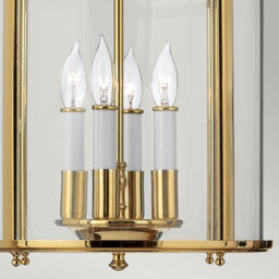 Luminosa Lighting Elstead Gentry 4 Light Medium Ceiling Lantern Pendant Polished Brass, E14 - thumbnail 4