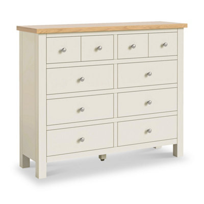 Farro Cream 4 Over 6 Chest Of Drawers Fully Assembled - Painted With Oak Top By Roseland Furniture - image 1