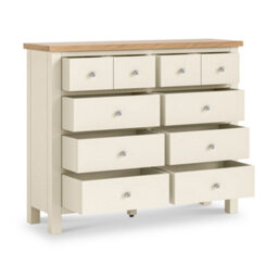 Farro Cream 4 Over 6 Chest Of Drawers Fully Assembled - Painted With Oak Top By Roseland Furniture - thumbnail 5