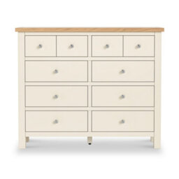 Farro Cream 4 Over 6 Chest Of Drawers Fully Assembled - Painted With Oak Top By Roseland Furniture - thumbnail 4
