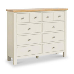 Farro Cream 4 Over 6 Chest Of Drawers Fully Assembled - Painted With Oak Top By Roseland Furniture - thumbnail 2