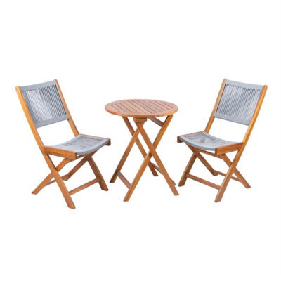 3 Piece Outdoor Garden Folding Dining Set Acacia Wood 2 Seater - image 1