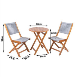 3 Piece Outdoor Garden Folding Dining Set Acacia Wood 2 Seater - thumbnail 2