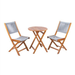 3 Piece Outdoor Garden Folding Dining Set Acacia Wood 2 Seater - thumbnail 1