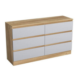 Urbn-Living Urbnliving 120Cm Width Oak Wooden Chest Of Grey 6 Drawers Bedroom Furniture Storage Bedside Table Modern Cabinet - thumbnail 5