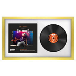 "30X17"" Gold Modern Vinyl Record Frame With White Mount For 12 Inch Lp Album Cover & Disc - Ak Frames"