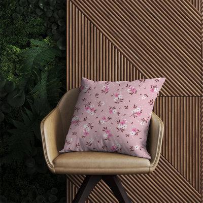 Warren Reed Designer Pretty Pink Flower Pattern Outdoor Cushion 60Cm X 60Cm