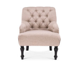 Fabric Linen Beige Buttoned Accent Chair - thumbnail 4