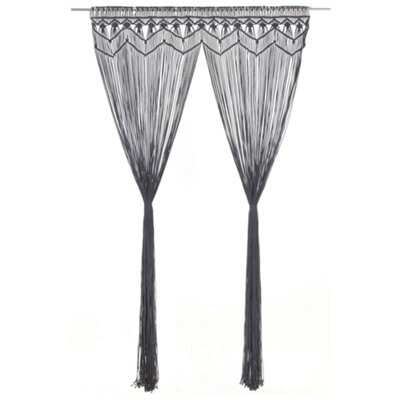 Walplus Macrame Curtain Anthracite 140X240 Cm Cotton - image 1
