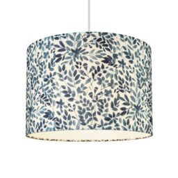 Printed Blue & White Leaves Drum Lamp Shade (D)30Cm - thumbnail 3