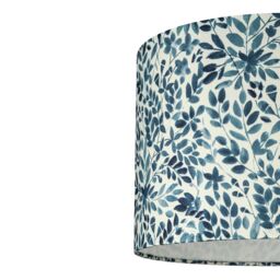 Printed Blue & White Leaves Drum Lamp Shade (D)30Cm - thumbnail 4