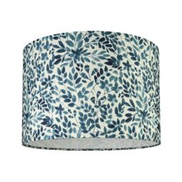 Printed Blue & White Leaves Drum Lamp Shade (D)30Cm - thumbnail 2