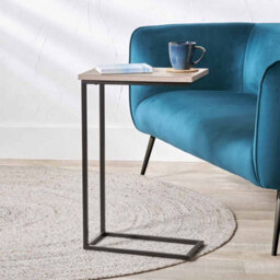Pacific Lifestyle Soho Natural Wood Veneer And Black Metal Supper Side Table