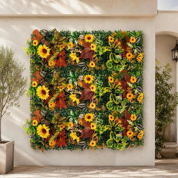 Sunflower Green Artificial Hedge Panels, Plant Wall Backdrop For Indoor & Outdoor Decor - thumbnail 1