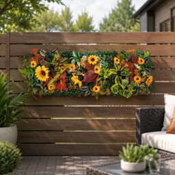 Sunflower Green Artificial Hedge Panels, Plant Wall Backdrop For Indoor & Outdoor Decor - thumbnail 2