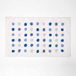 Homescapes Blue And White 100% Cotton Bath Mat Tufted Polka Dot Design, 50 X 80 Cm - thumbnail 1