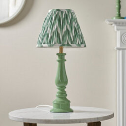 Luminosa Lighting Luminosa Myrtle Cotswold Green Table Lamp With Cotswold Green Fabric Zigzag Shade 25Cm B22 - thumbnail 3