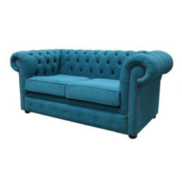 Chesterfield 2 Seater Cantare Teal Blue Fabric Easy Clean Sofa In Classic Style - thumbnail 5