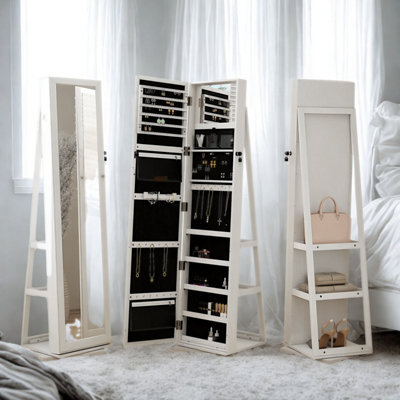 Modern Full Length Freestanding Mirror 360 Swivel With Shelves - image 1