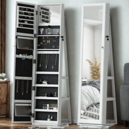 Modern Full Length Freestanding Mirror 360 Swivel With Shelves - thumbnail 2