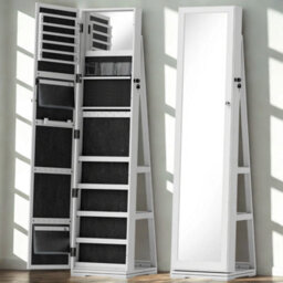 Modern Full Length Freestanding Mirror 360 Swivel With Shelves - thumbnail 3