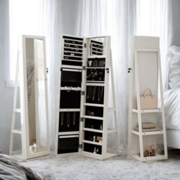 Modern Full Length Freestanding Mirror 360 Swivel With Shelves - thumbnail 1