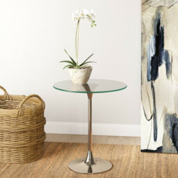 Aspect Furniture Eleni Side/end Table-Clear Glass Top,gold Finish Metal Base