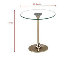 Aspect Furniture Eleni Side/end Table-Clear Glass Top,gold Finish Metal Base - thumbnail 4