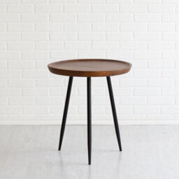 MH London Chervey Walnut Solid Wood Side Table Round Side Table Living Room Bedside Large Side Table With Black Metal Legs - thumbnail 3
