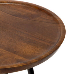 MH London Chervey Walnut Solid Wood Side Table Round Side Table Living Room Bedside Large Side Table With Black Metal Legs - thumbnail 6