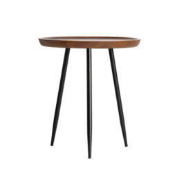 MH London Chervey Walnut Solid Wood Side Table Round Side Table Living Room Bedside Large Side Table With Black Metal Legs - thumbnail 5
