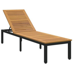 Walplus Sun Lounger Reclining Black 200 X 55 X 35Cm Solid Acacia Wood - thumbnail 2