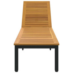 Walplus Sun Lounger Reclining Black 200 X 55 X 35Cm Solid Acacia Wood - thumbnail 8