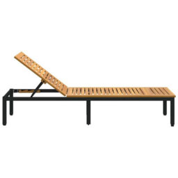 Walplus Sun Lounger Reclining Black 200 X 55 X 35Cm Solid Acacia Wood - thumbnail 9