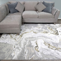 Loomed Silver Gold Metallic Modern Marble Living Area Rug 120X170Cm - thumbnail 1