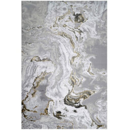 Loomed Silver Gold Metallic Modern Marble Living Area Rug 120X170Cm - thumbnail 5